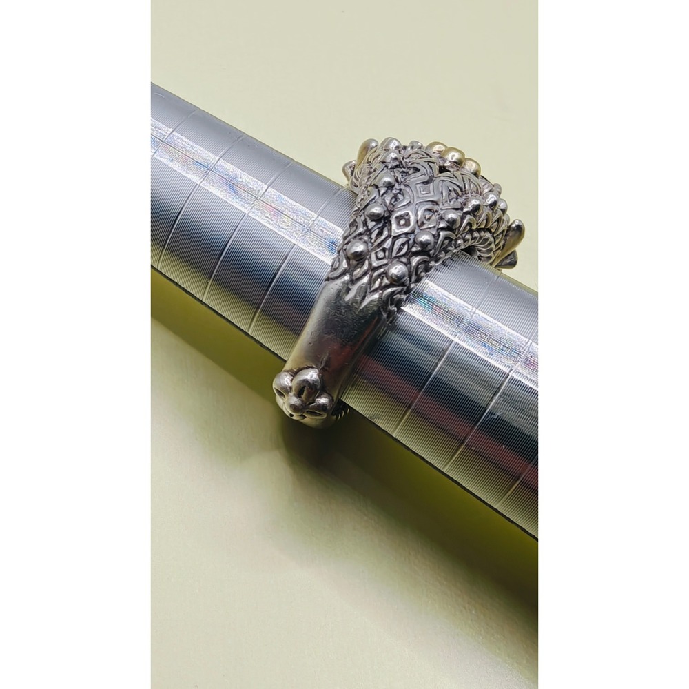 Barbara Bixby Sterling Silver 18K Gold Garnet White Topaz Floral Ring. Size 7 - Picture 9 of 11